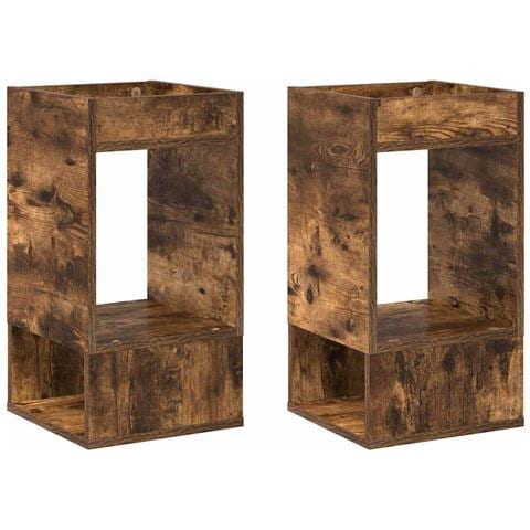 Tavolino 2 pcs Rovere fumé 30 x 30 x 56 cm Legno multistrato - Foto 1