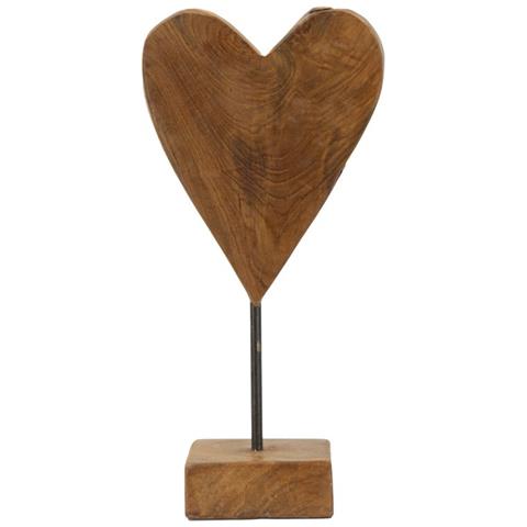 Scultura Cuore Pieno In Teak Riciclato Pezzo Unico - Foto 1