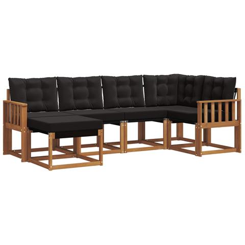 Set di divani da esterno con cuscino 6 pcs Naturale e Nero - Foto 1