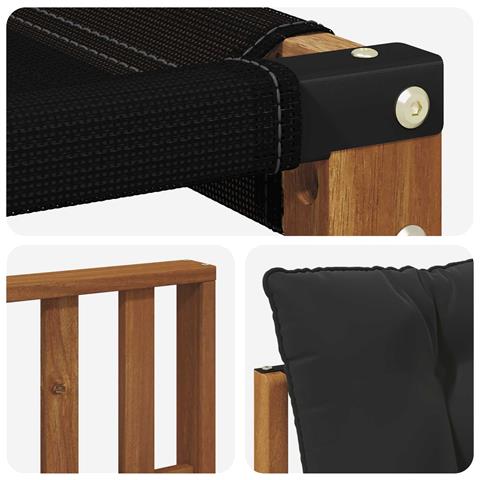 Set di divani da esterno con cuscino 6 pcs Naturale e Nero - Foto 9
