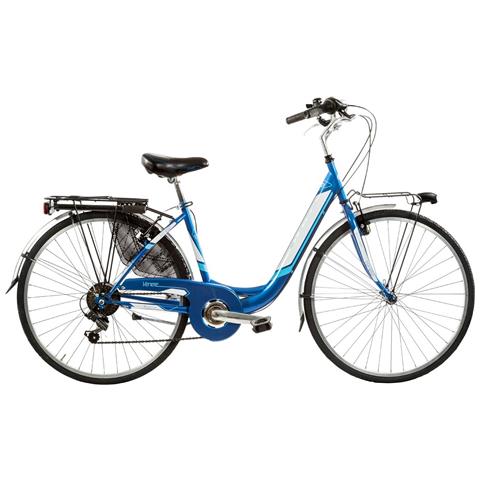 Bici Da Donna Misura 28 Bicicletta Linea Venere Lusso City Bike Con Cambio 6v Completa Di Accessori Con Luci A Led - 43 Viola - Foto 2