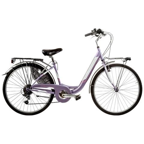 Bici Da Donna Misura 28 Bicicletta Linea Venere Lusso City Bike Con Cambio 6v Completa Di Accessori Con Luci A Led - 43 Viola - Foto 1