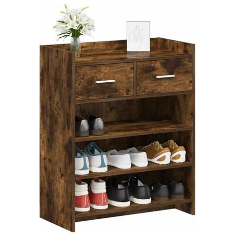 Mobile per scarpe con cassetto Rovere Fumo 73,5 x 36 x 92 cm - Foto 2