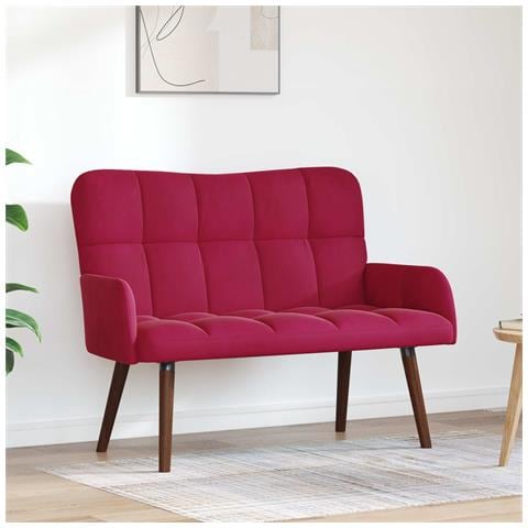 Sofa a Due Posti Rosso vino 115 x 61 x 87 cm Velluto - Foto 2