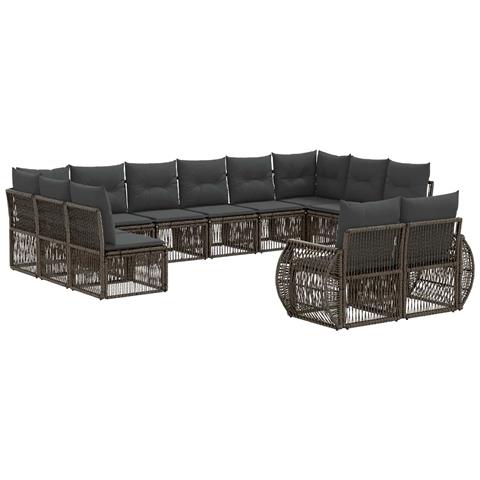 Set Divano da Giardino 12 pcs Grigio e Grigio Scuro polyrattan - Foto 1
