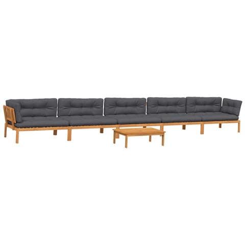 Set Divano Pallet da Giardino 6 pz con Cuscini Massello Acacia - Foto 1