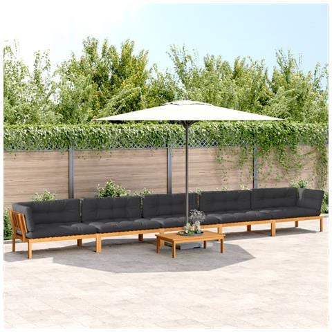 Set Divano Pallet da Giardino 6 pz con Cuscini Massello Acacia - Foto 2