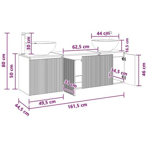 Set di Armadi da Bagno 3 pz Bianco 49,5 x 44,5 x 65 cm - Foto 2