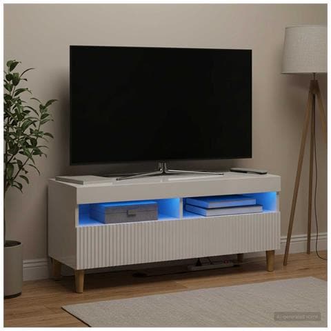 Mobile TV LED Bianco Lucido Legno ingegnerizzato - Foto 2