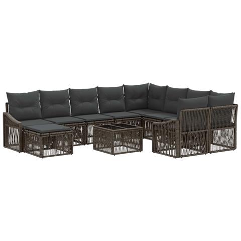 Set Divano da Giardino 11 pz Grigio polyrattan - Foto 1