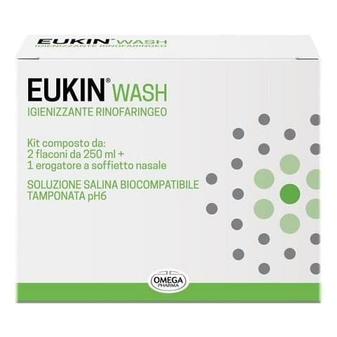 Eukin Wash Igienizzante Rinofaringeo Kit 2 Flaconi da 250 ml + Erogatore a Soffietto Nasale - Foto 1