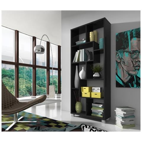 Scaffale Libreria - Divisori Design Salon-salle A Mangiare, Nero Mate, Dimensioni: 68,5 X 161 X 25 Cm Di Profondità. - Foto 1