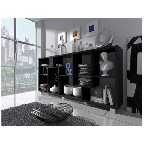 Scaffale Libreria - Divisori Design Salon-salle A Mangiare, Nero Mate, Dimensioni: 68,5 X 161 X 25 Cm Di Profondità. - Foto 2
