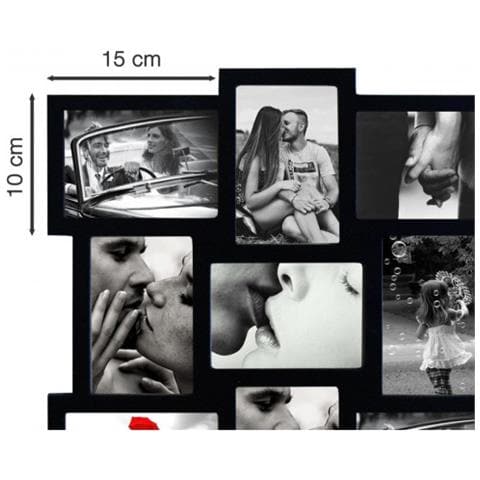 Portafoto Multiplo Cornice Mosaico Quadro 12 Foto Nero Camera - Foto 3