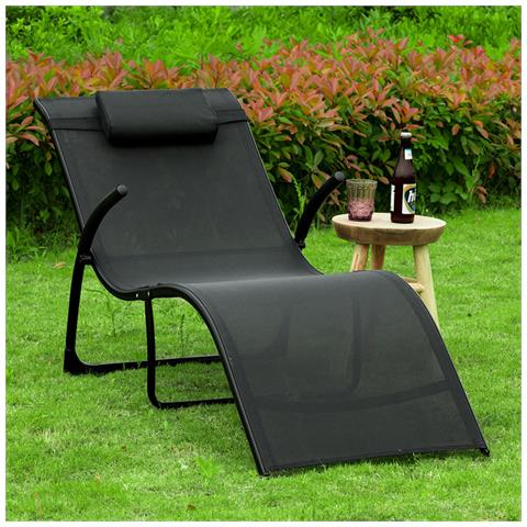 Sdraio Da Giardino Lettini Pieghevoli Poggiatesta Rimovibile 173 * 54 * 69cm Nero Capacità Di Supporto: 150 Kg Ogs45-sch - Foto 7
