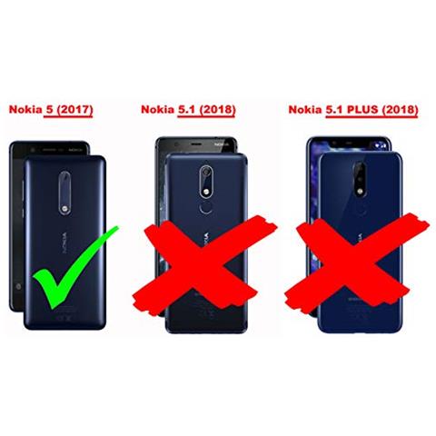 Custodia Compatibile Con Nokia 5 2017 In Grigio Nero - Coperchio Protettiva Con Chiusura Magnetica, Funzione Stand E Tasca Per Le Carte - Foto 2