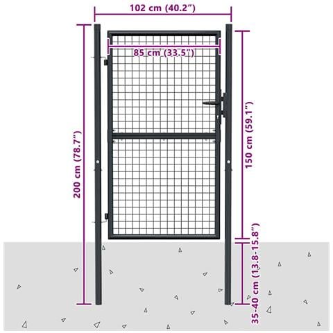 Cancello Per Giardino In Acciaio Zincato Grigio 100x200 Cm - Foto 7