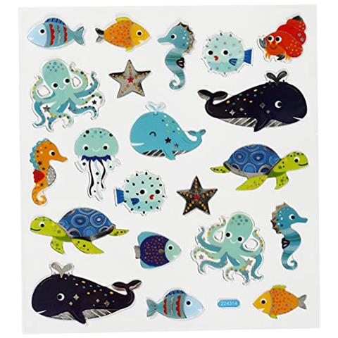 Stickers, Foglio 15x16,5 Cm, Ca. 21 Pz, Animali Del Mare, 1fgl. - Foto 1