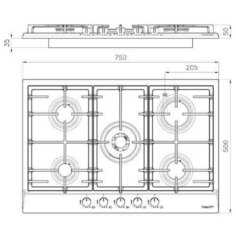 Piano Cottura 7015032 a Gas 5 Fuochi Gas Colore Inox - Foto 2