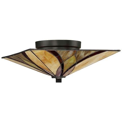 Lampada A Filo Soffitto A 2 Luci Bronzo, Vetro Tiffany, E27 - Foto 2