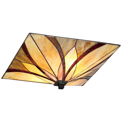 Lampada A Filo Soffitto A 2 Luci Bronzo, Vetro Tiffany, E27 - Foto 5