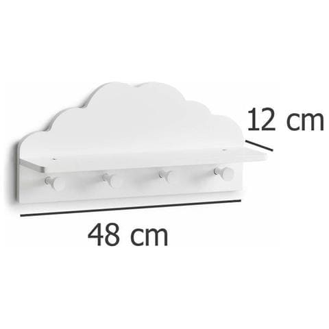 Appendiabiti Per Bambini Cloud Con Ripiano, 2in1, Colore Bianco, - Foto 6