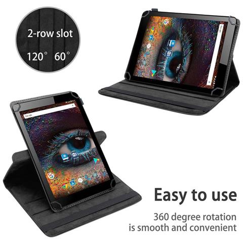 Custodia Per Tablet Compatibile Con Odys Falcon 10 Plus In Nero - Coperchio Protettivo A 360 Gradi Fatto Di Finta Pelle Con Funzione Di Stand E Banda Elastica - Foto 2