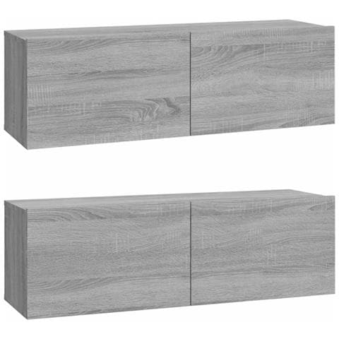 Mobili TV Muro 2pz Grigio Sonoma 100x30x30 cm Legno Multistrato - Foto 1