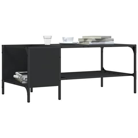 Tavolino Salotto Con Ripiano Nero 100x51x40cm Legno Multistrato - Foto 1