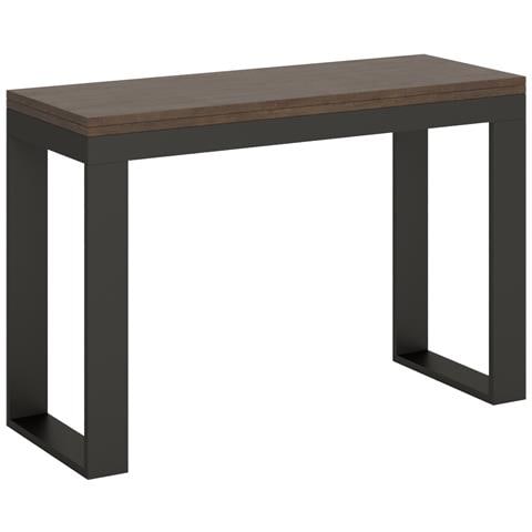 Tavolo Apribile 120/200x45/90 Cm Tecno Double Telaio Antracite - Noce - Foto 5