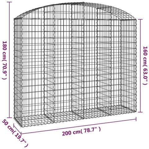 Cesto Gabbione Ad Arco 200x50x160/180 Cm Ferro Zincato - Foto 4