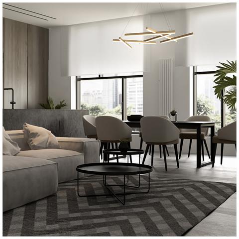 Lampadario A Sospensione Moderno Line Metallo Oro Acrilico 6 Luci Led 79w - Foto 2
