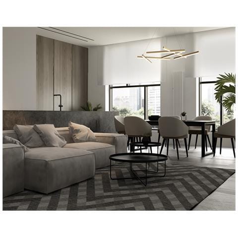 Lampadario A Sospensione Moderno Line Metallo Oro Acrilico 6 Luci Led 79w - Foto 3
