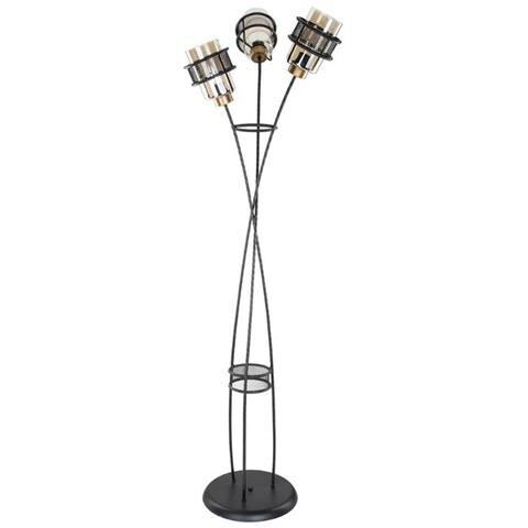 Lampada Da Terra Grande Mdl3812 In Ferro Intrecciato 3 Luci In Vetro - Foto 2