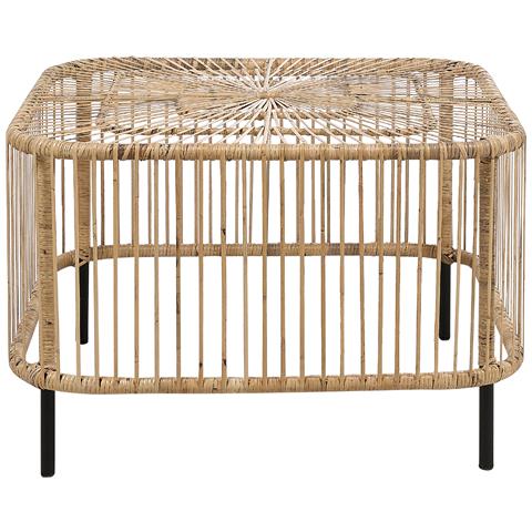 Tavolino Rattan Naturale E Nero 67 X 67 Cm Cesenatico - Foto 7
