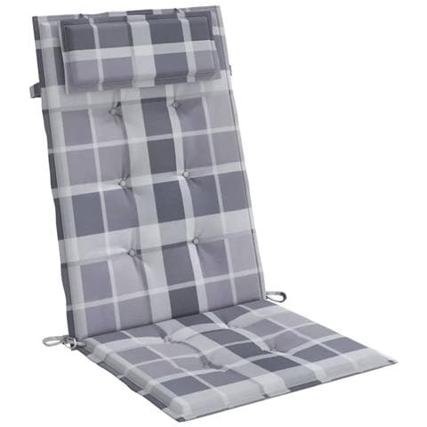 Cuscini Sedia Schienale Alto 2pz A Quadri Grigio Tessuto Oxford - Foto 2