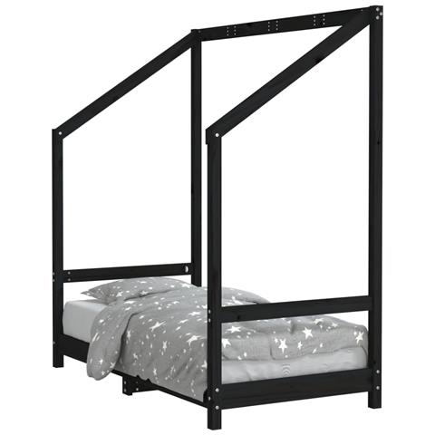 Giroletto Per Bambini Nero 70x140 Cm In Legno Massello Di Pino - Foto 2