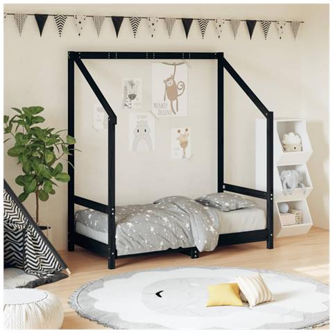 Giroletto Per Bambini Nero 70x140 Cm In Legno Massello Di Pino - Foto 1