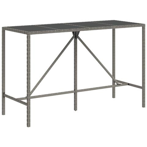 Set Bar da Giardino 7 pz con Cuscini in Polyrattan Grigio - Foto 8