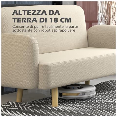 Divano 2 Posti Moderno Effetto Velluto con Imbottitura Spessa, 140x74x79cm, Bianco Crema - Foto 2