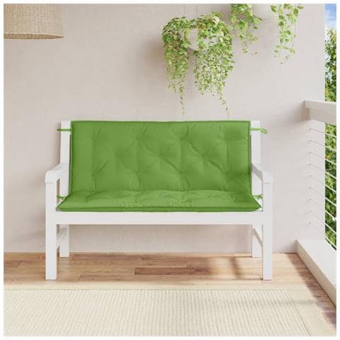 Cuscini Panca Giardino 2pz Verde Mélange 120x50x7 Cm Tessuto - Foto 3