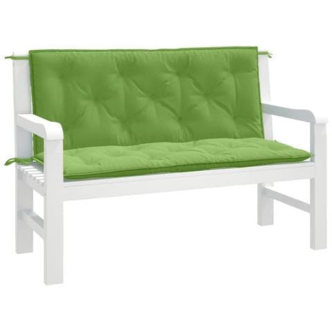 Cuscini Panca Giardino 2pz Verde Mélange 120x50x7 Cm Tessuto - Foto 1