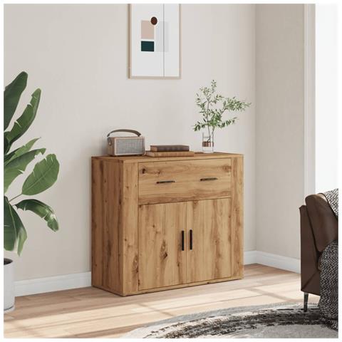 Credenza Rovere Artigianale 80x33x70 Cm In Truciolato - Foto 1