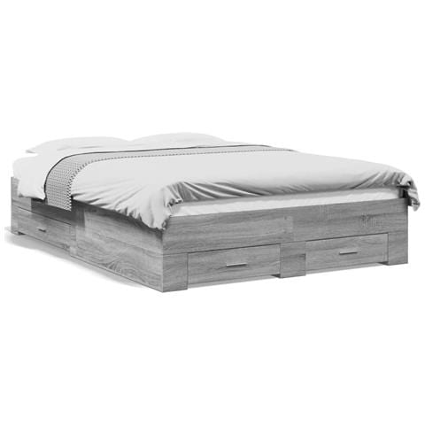Giroletto Cassetti Grigio Sonoma 140x190 Cm Legno Multistrato - Foto 2
