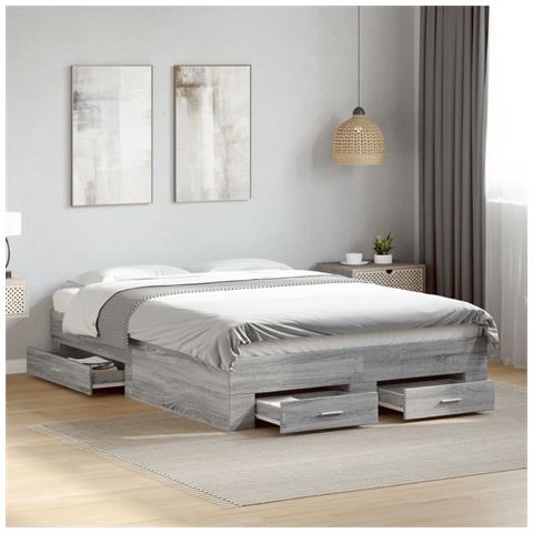 Giroletto Cassetti Grigio Sonoma 140x190 Cm Legno Multistrato - Foto 1