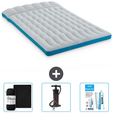 Set Materassino Gonfiabile - 193x127x24 Cm - Blu - Include Accessori Coordinati Cb7 - Foto 1