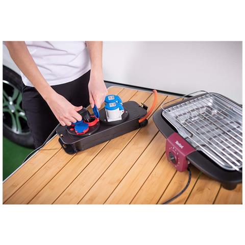 Prolunga Di Rete Da 1,5 M Con 5 Prese Da 16 A Con Avvolgicavo, Nero / Arancione - Foto 2