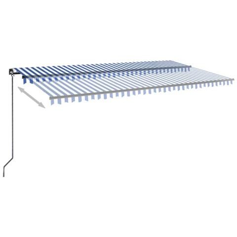 Tenda Da Sole Retrattile Manuale 600x350 Cm Blu E Bianca - Foto 2