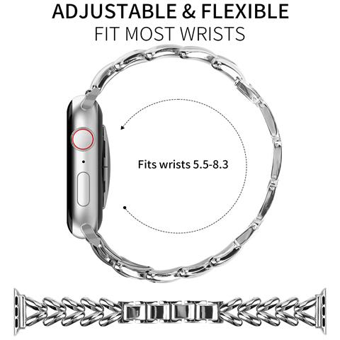 Cinturino Per Apple Watch 10/ultra 2, 38/40/41 Mm - Acciaio Inossidabile Intrecciato Sottile Silver - Foto 2
