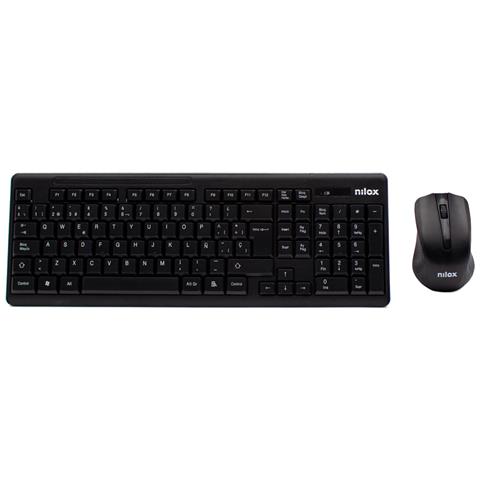 NXKMWE0001 tastiera Mouse incluso Universale RF Wireless QWERTY Spagnolo Nero - Foto 1